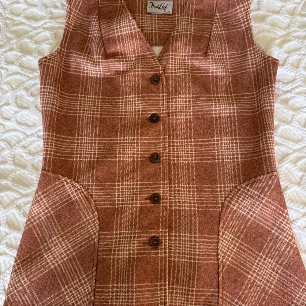 Vintage 1970s Fred Lief Plaid Vest & Pants Set
